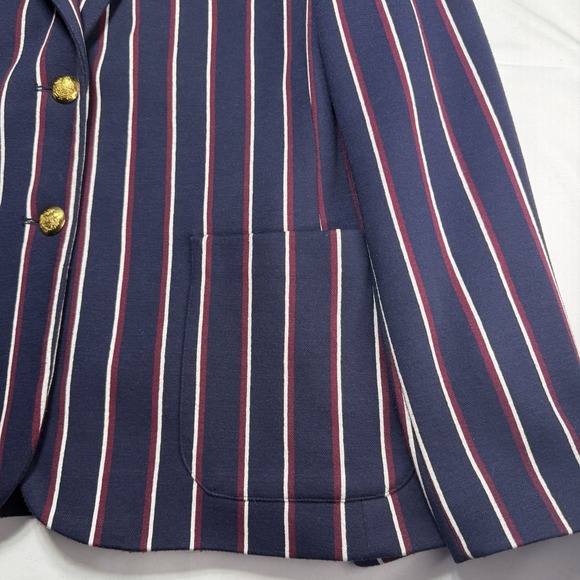 Lauren Ralph Lauren Women XL Stripe Blazer Jacket Gold Button Red White Blue EUC - Picture 4 of 12